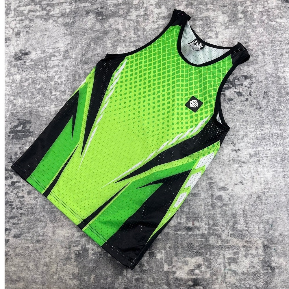 Breedwell Men Small Neon Green Black Sublimated Jersey Breathable Rave Techwear